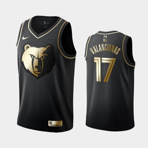 Jonas Valanciunas Memphis Grizzlies #17 Men's Golden Edition Golden Logo Jersey - Black