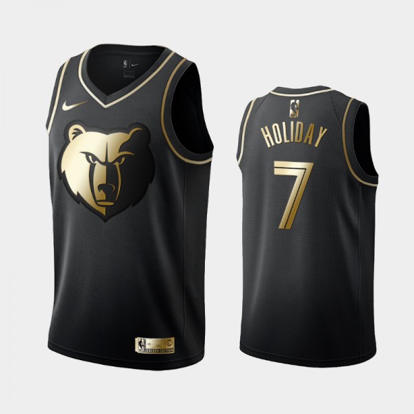 Justin Holiday Memphis Grizzlies #7 Men's Golden Edition Golden Logo Jersey - Black